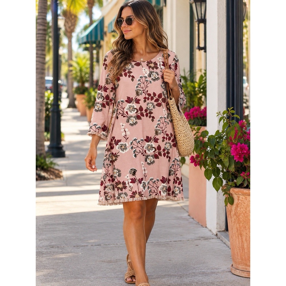 Spartina Pink Floral Shift Dress Size Large